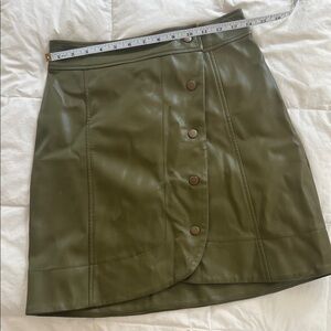 Anthropologie Green Leather Pencil Skirt